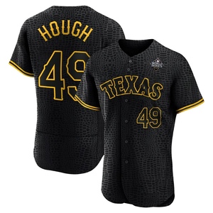 Men's Texas Rangers Charlie Hough Authentic Black Snake Skin City 2023 World Series Jersey