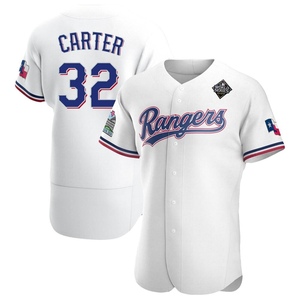 Men's Texas Rangers Evan Carter Authentic White Home 2023 World Series Jersey