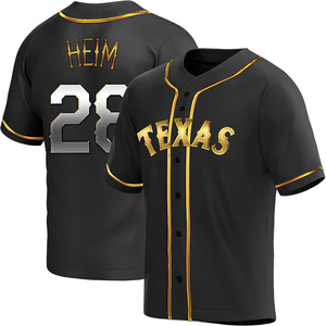 Men's Texas Rangers Jonah Heim Replica Black Golden Alternate Jersey