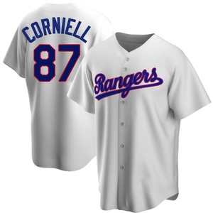 Men's Texas Rangers Jose Corniell Replica White Home Cooperstown Collection Jersey