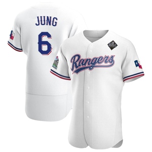 Men's Texas Rangers Josh Jung Authentic White Home 2023 World Series Jersey