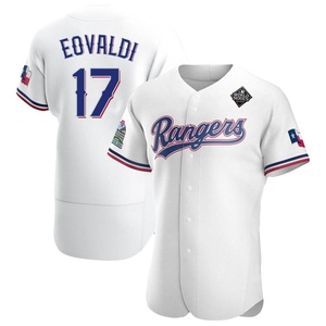 Men's Texas Rangers Nathan Eovaldi Authentic White Home 2023 World Series Jersey