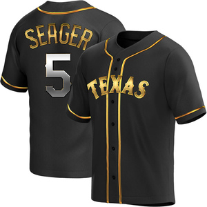 Youth Texas Rangers Corey Seager Replica Black Golden Alternate Jersey